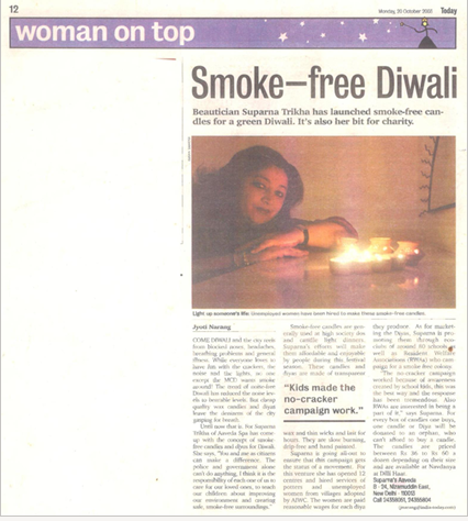 Smoke-free Diwali — Suparna Trikha's Aaveda Spa