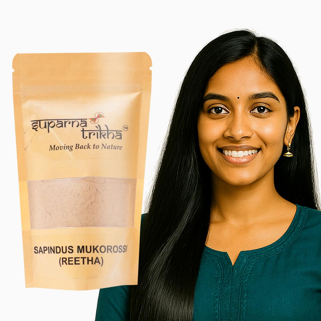 Reetha Powder | Pure Soapnut Natural Hair Cleanser | Gentle Herbal Shampoo Powder for - additional image