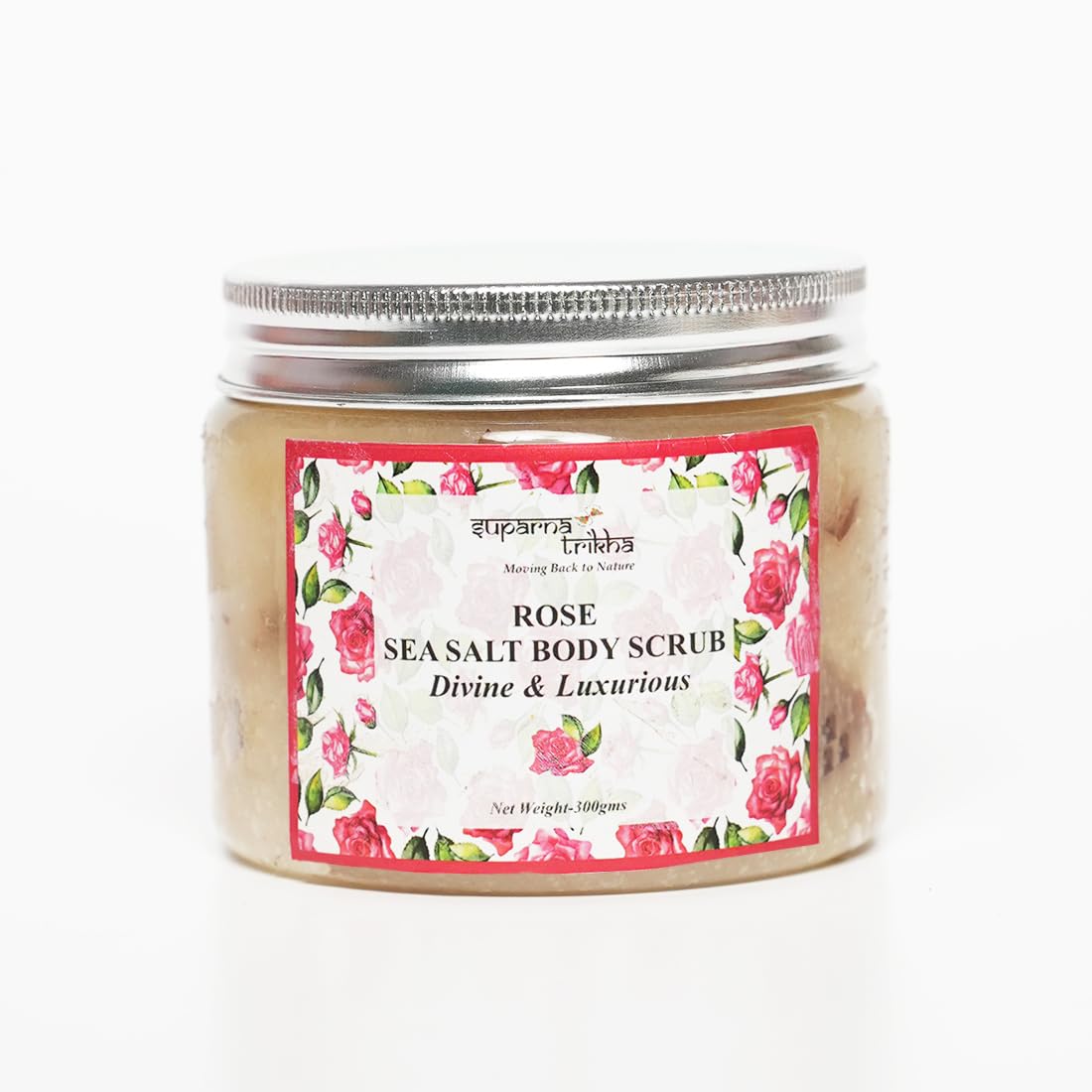 Rose Sea Salt Body Scrub with Rose Petals & Natural Oils | Exfoliating Body Polish fo - main image