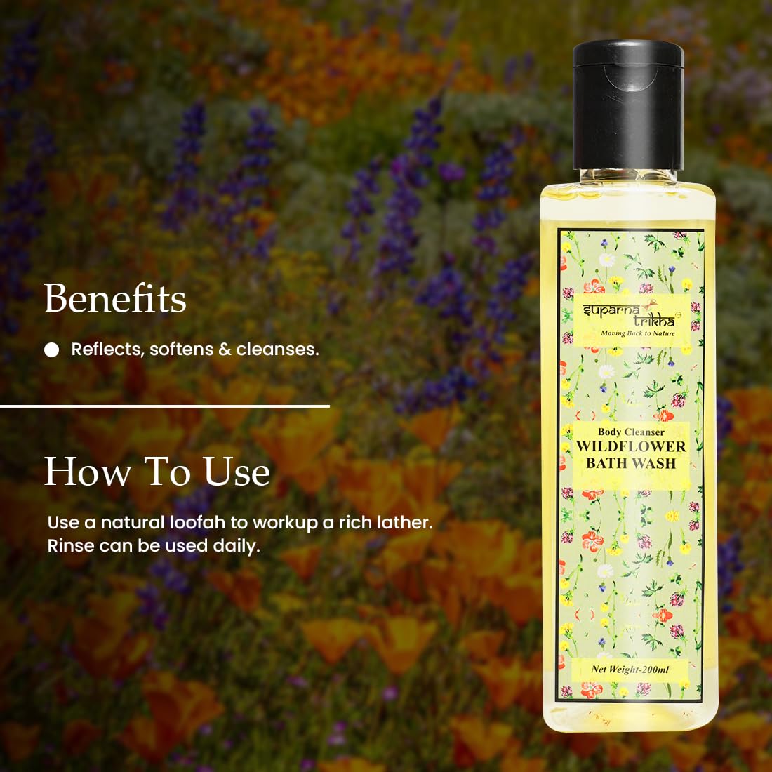 Wildflower Bath Wash for Soft & Hydrated Skin | Gentle Body Cleanser with Wildflower  - additional image