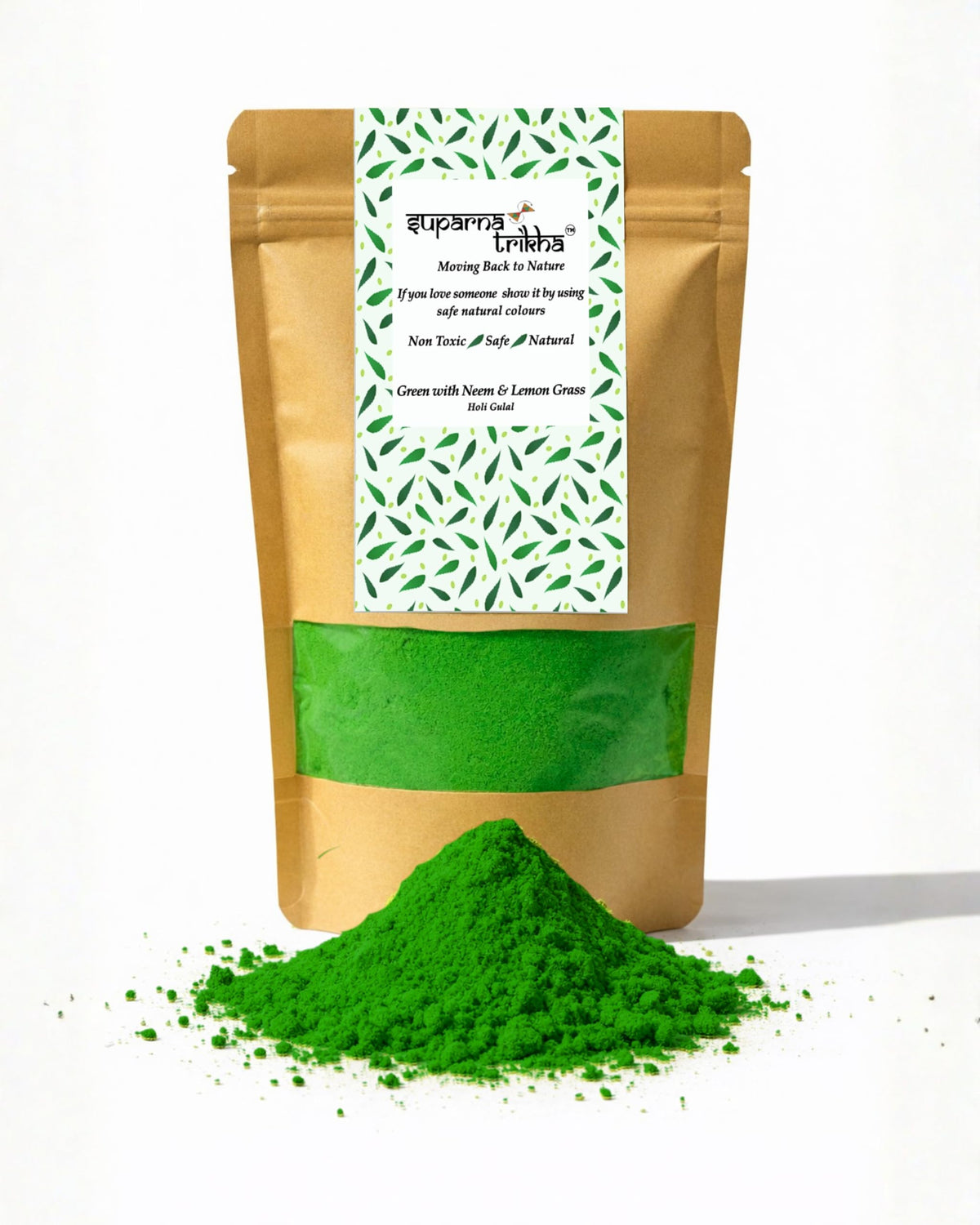 Green Neem & Lemongrass Gulaal | Handmade Natural Holi Colour with Neem Leaves & Lemo - main image