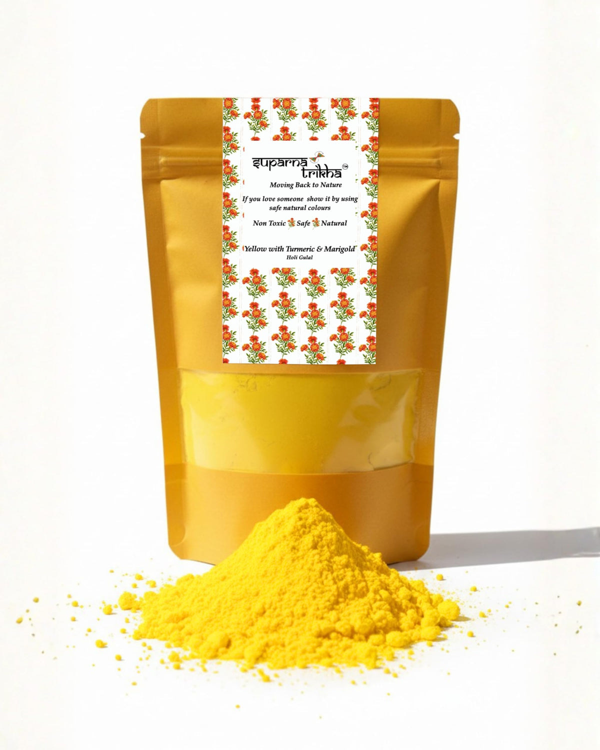 Yellow Gulaal with Turmeric & Marigold | Luxury Artisanal Holi Colour | Handmade, Non - main image