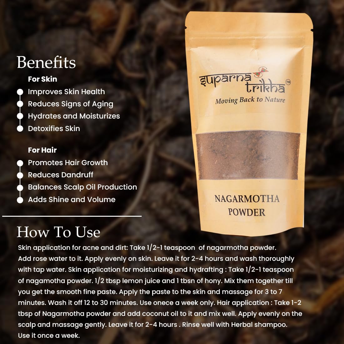 Nagarmotha Powder | Pure Root Powder for Hair Strengthening & Dandruff Control | Natu - additional image
