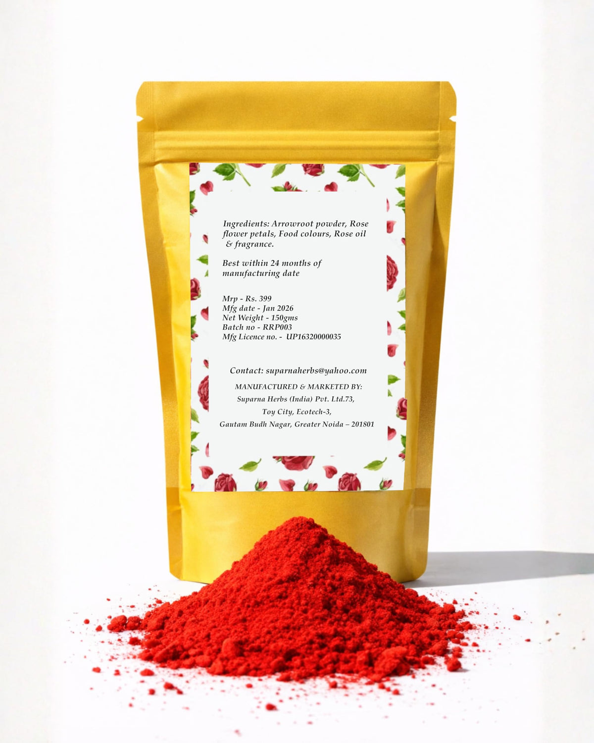 Red Rose Gulaal | Traditional Holi Colour Handcrafted from Real Rose Petals & Natural - additional image
